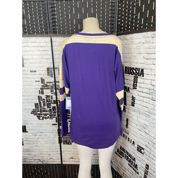 5th & Ocean NBA XL Purple Logo Lakers Studded Cotton Long Sleeve Tee - Picture 2 of 5